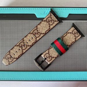 Luxury Apple Watch Band Designer Classic Tan Leather 38mm 40mm 42mm 44mm Black